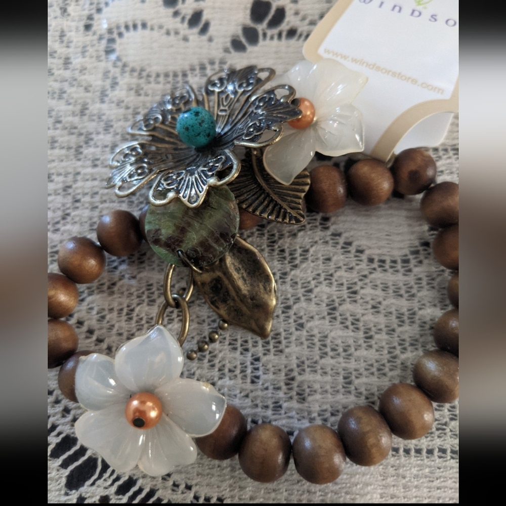 Women's Retro Fashion Beaded Bracelet Floral Jade Boho Gift Accessories